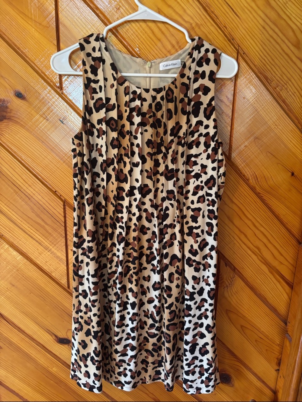 Calvin Klein Leopard Print Shift Dress - Beige, Brown & Black